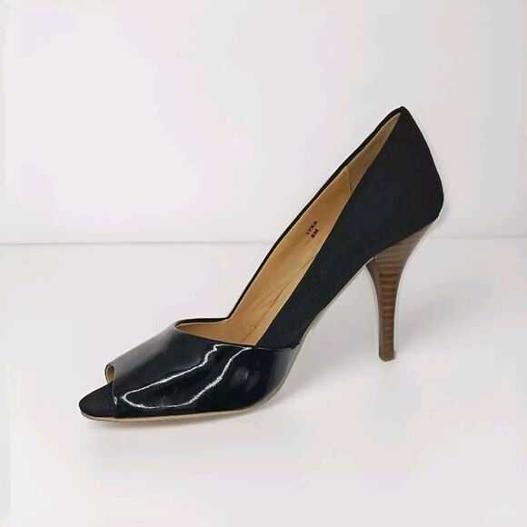 Tahari Patent Leather Open Square Toe Women's Size 8 Medium Shoes - 3 1/2" Heel - Picture 3 of 16